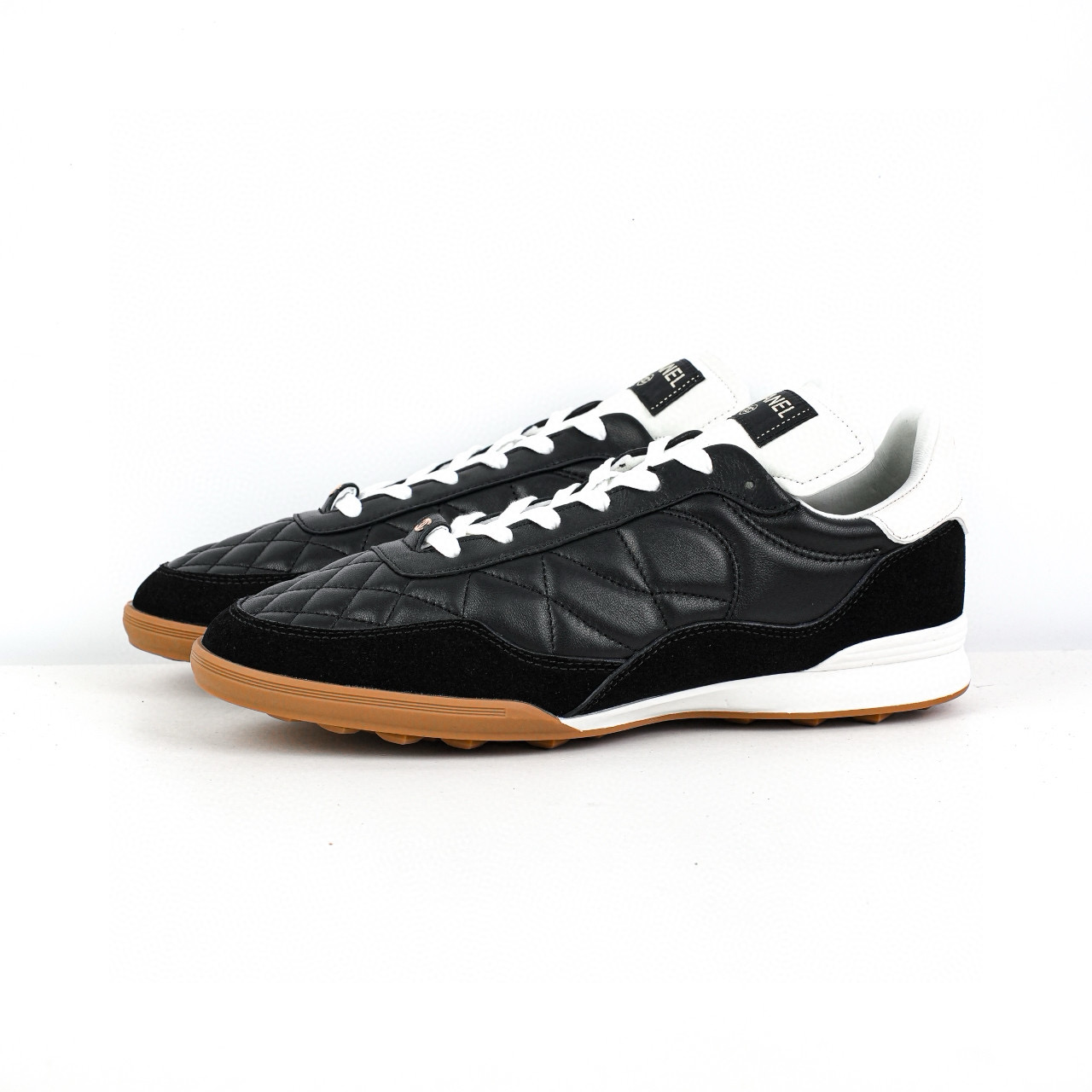 Chanel CC Quilted Calfskin Suede Sneakers