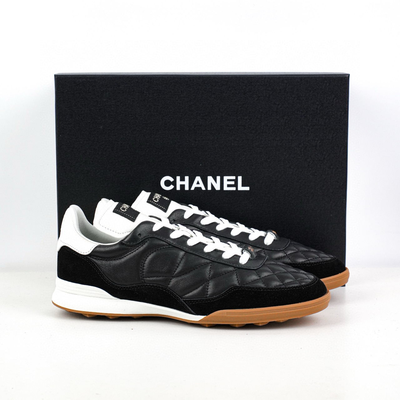Chanel CC Quilted Calfskin Suede Sneakers Chanel CC Quilted Calfskin Suede Sneakers