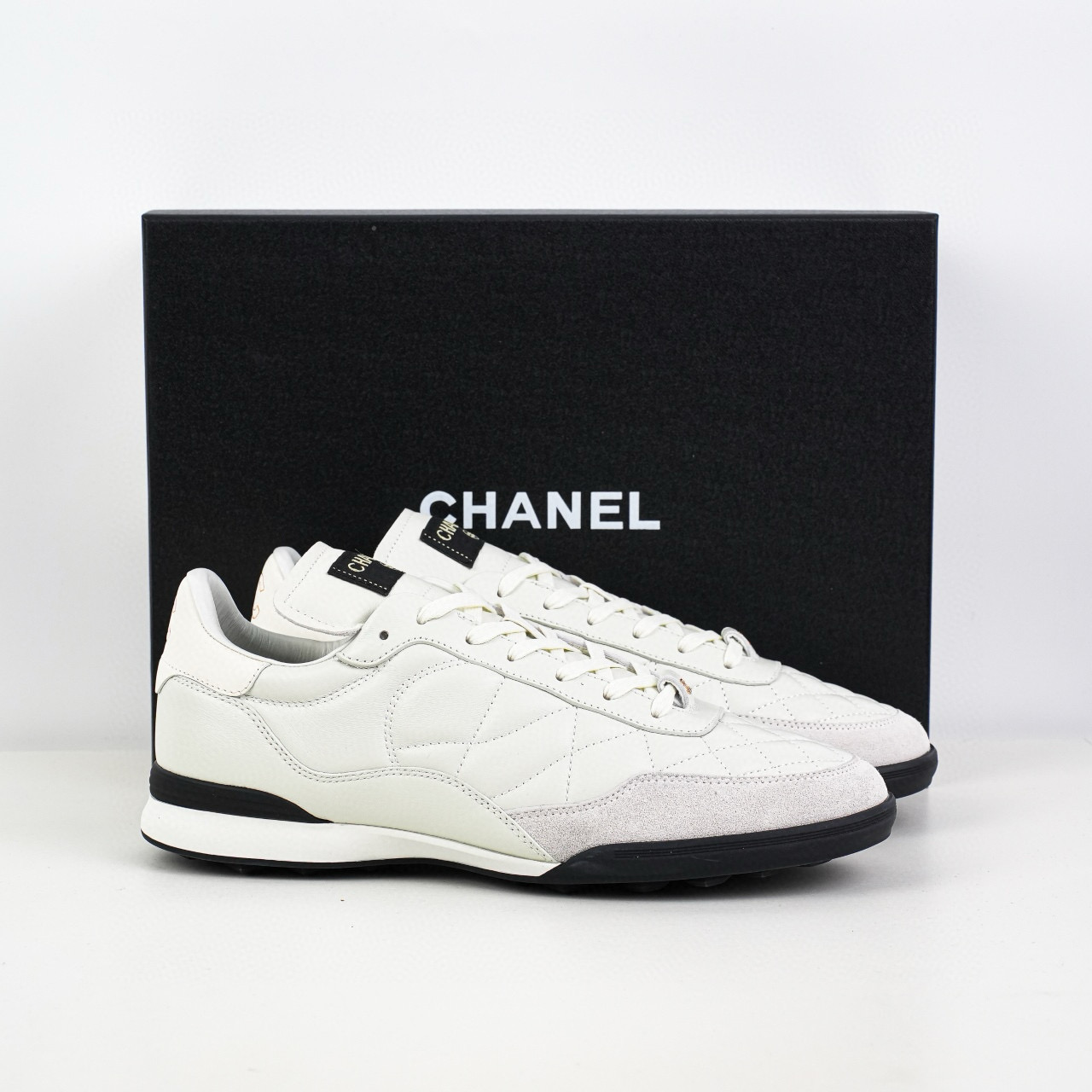Chanel CC Quilted Calfskin Suede Sneakers Chanel CC Quilted Calfskin Suede Sneakers