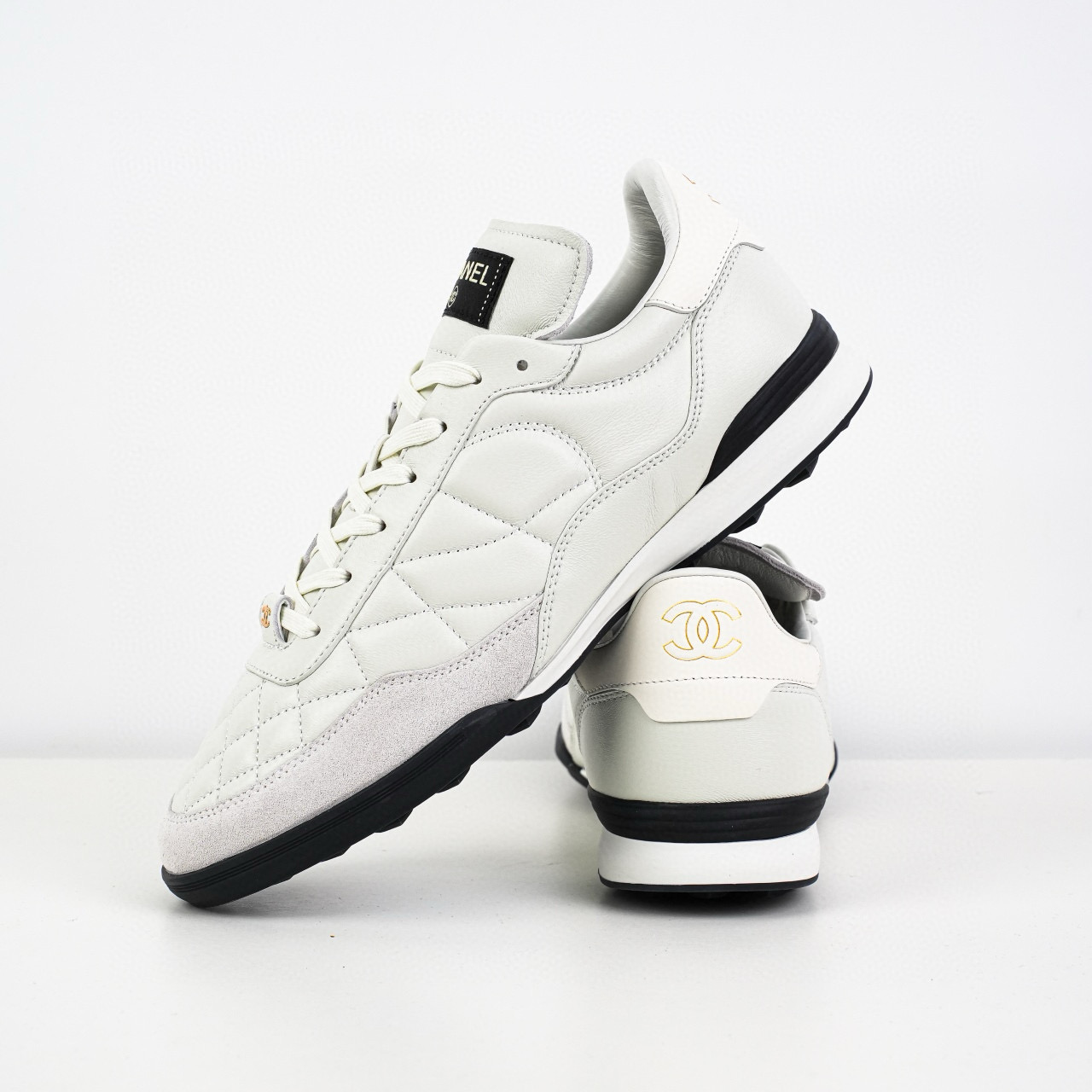 Chanel CC Quilted Calfskin Suede Sneakers Chanel CC Quilted Calfskin Suede Sneakers