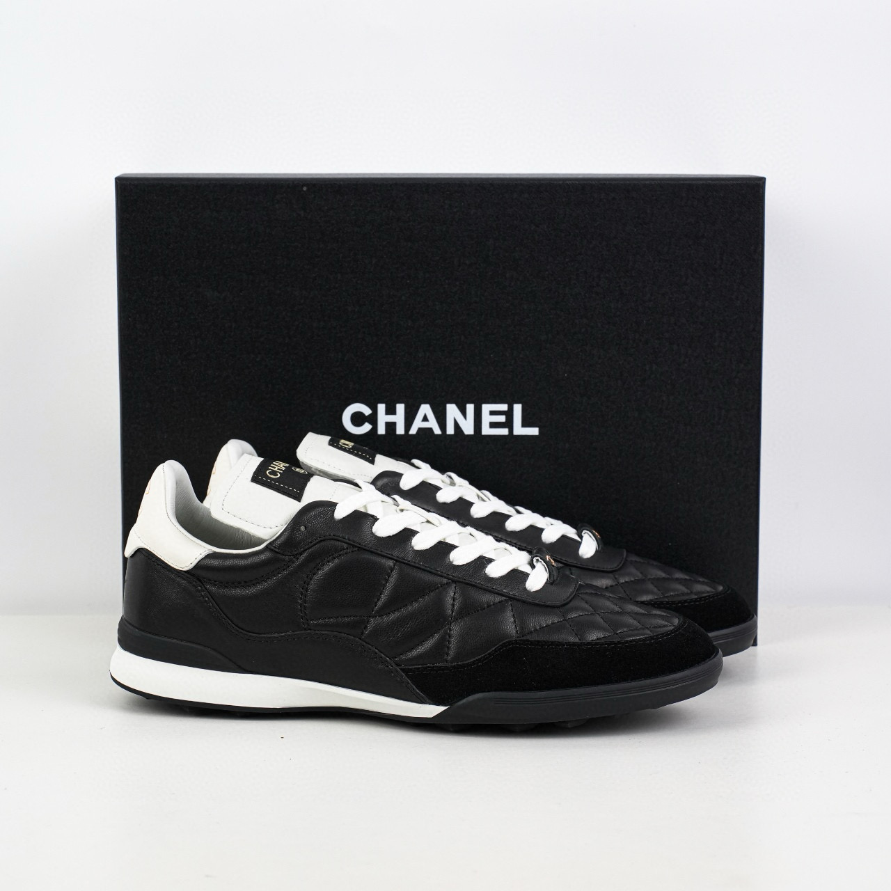 Chanel CC Quilted Calfskin Suede Sneakers Chanel CC Quilted Calfskin Suede Sneakers