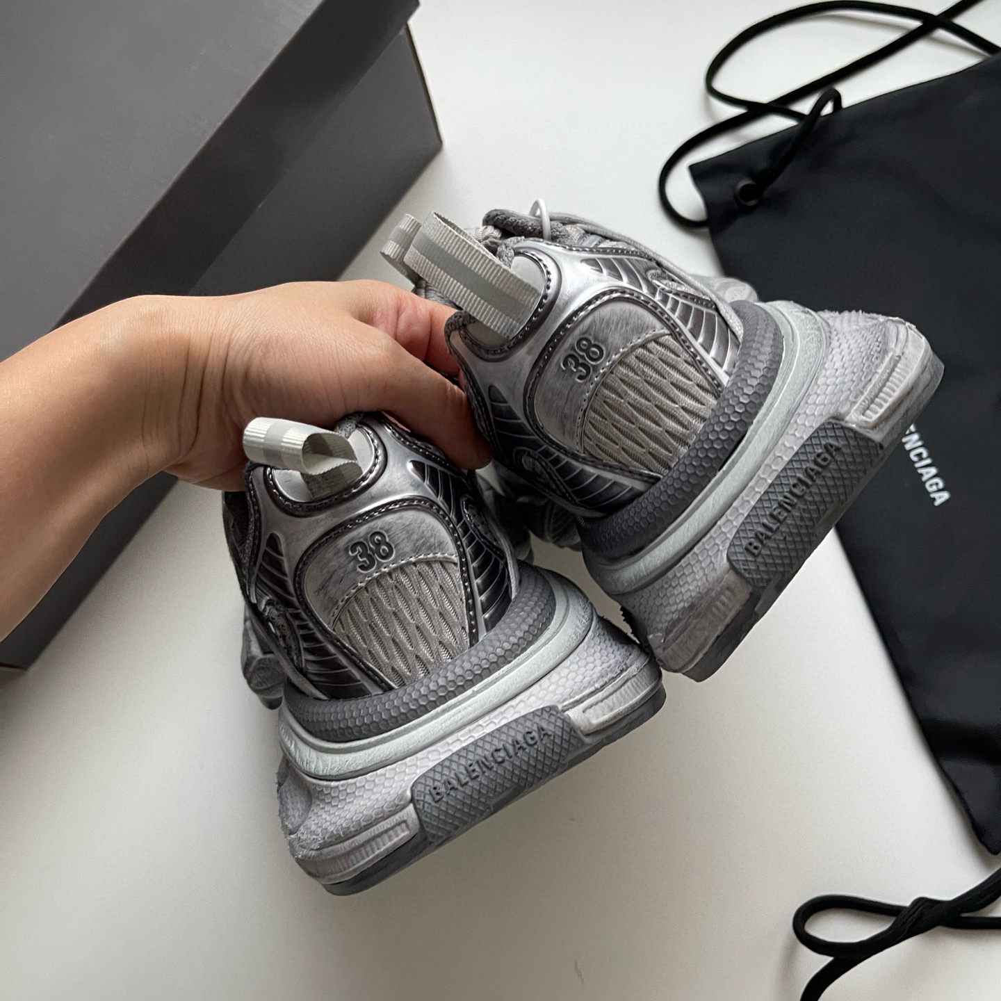 BALENCIAGA 3XL EXTREME LACE GREY SILVER BALENCIAGA 3XL EXTREME LACE GREY SILVER