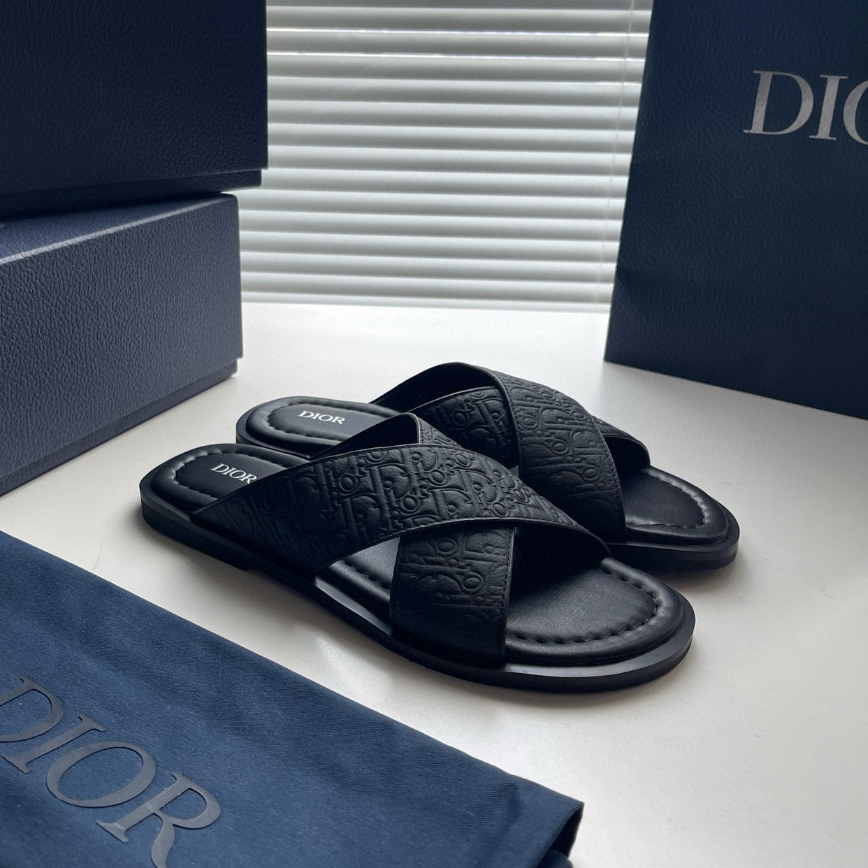 CHRISTIAN DIOR ALIAS OBLIQUE  SANDALS BLACK