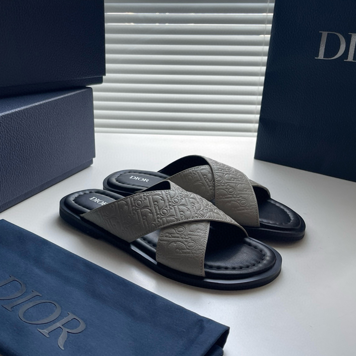 CHRISTIAN DIOR ALIAS OBLIQUE SANDALS GREY