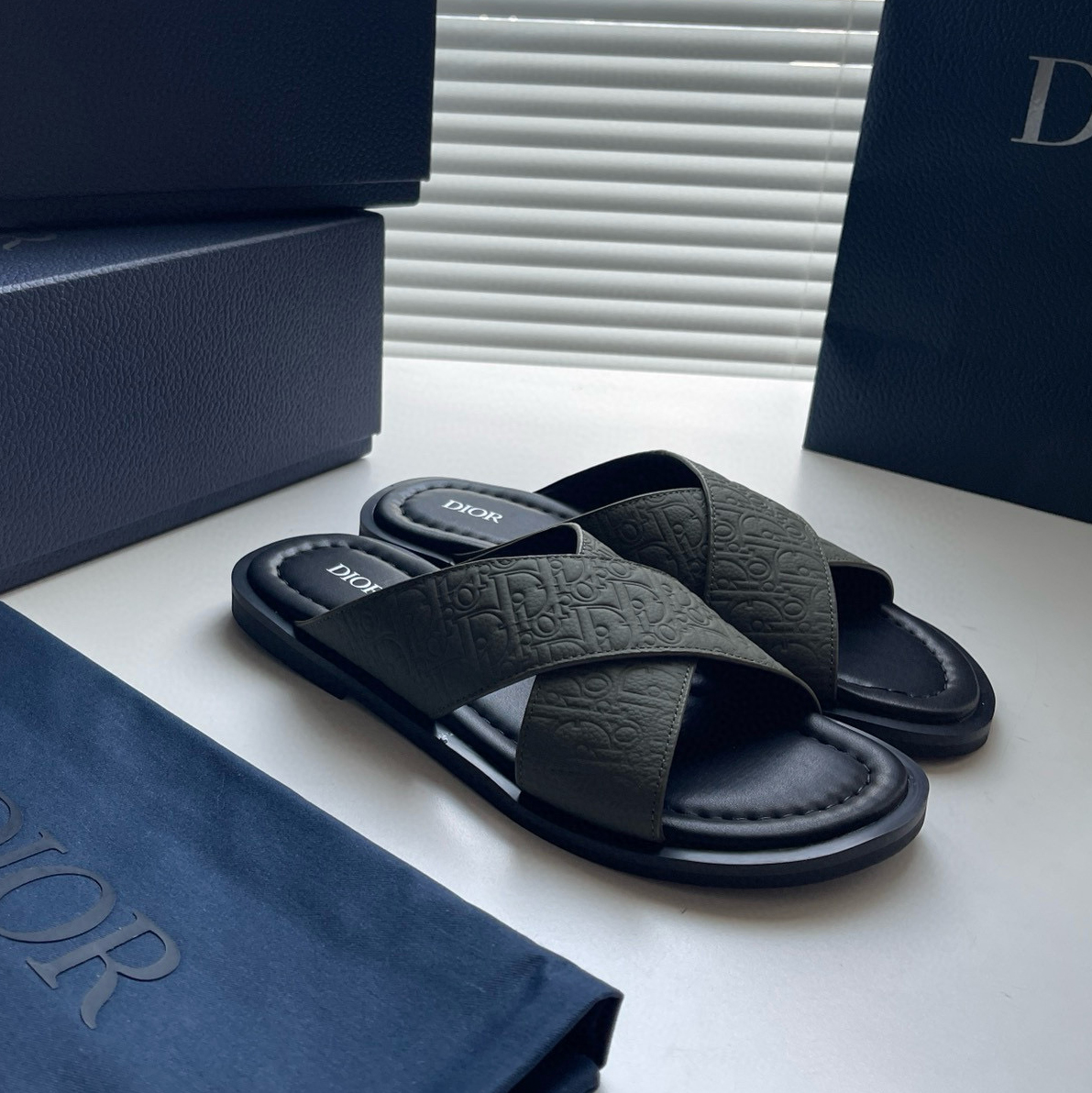 CHRISTIAN DIOR ALIAS OBLIQUE SANDALS OLIVE GREEN