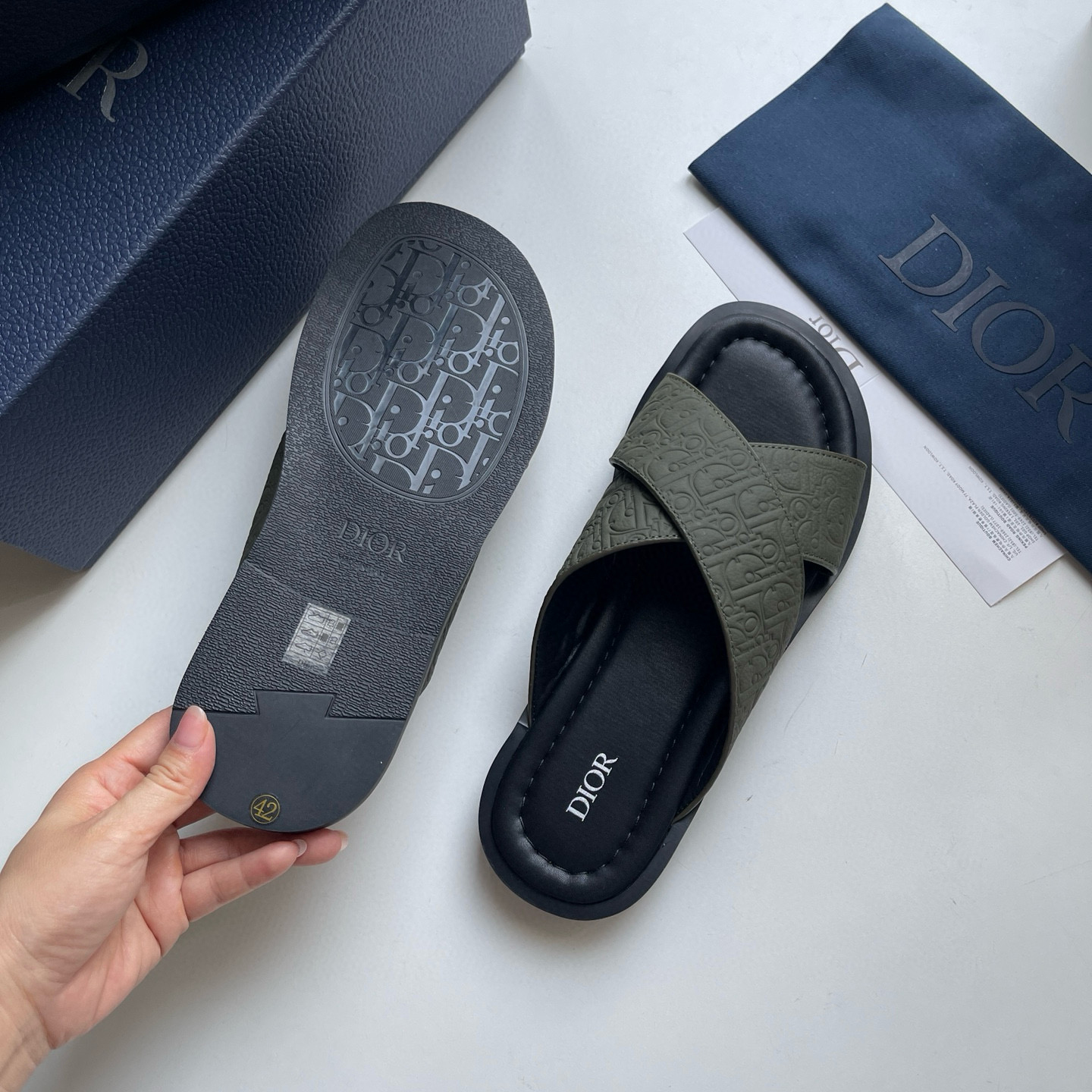 CHRISTIAN DIOR ALIAS OBLIQUE SANDALS OLIVE GREEN