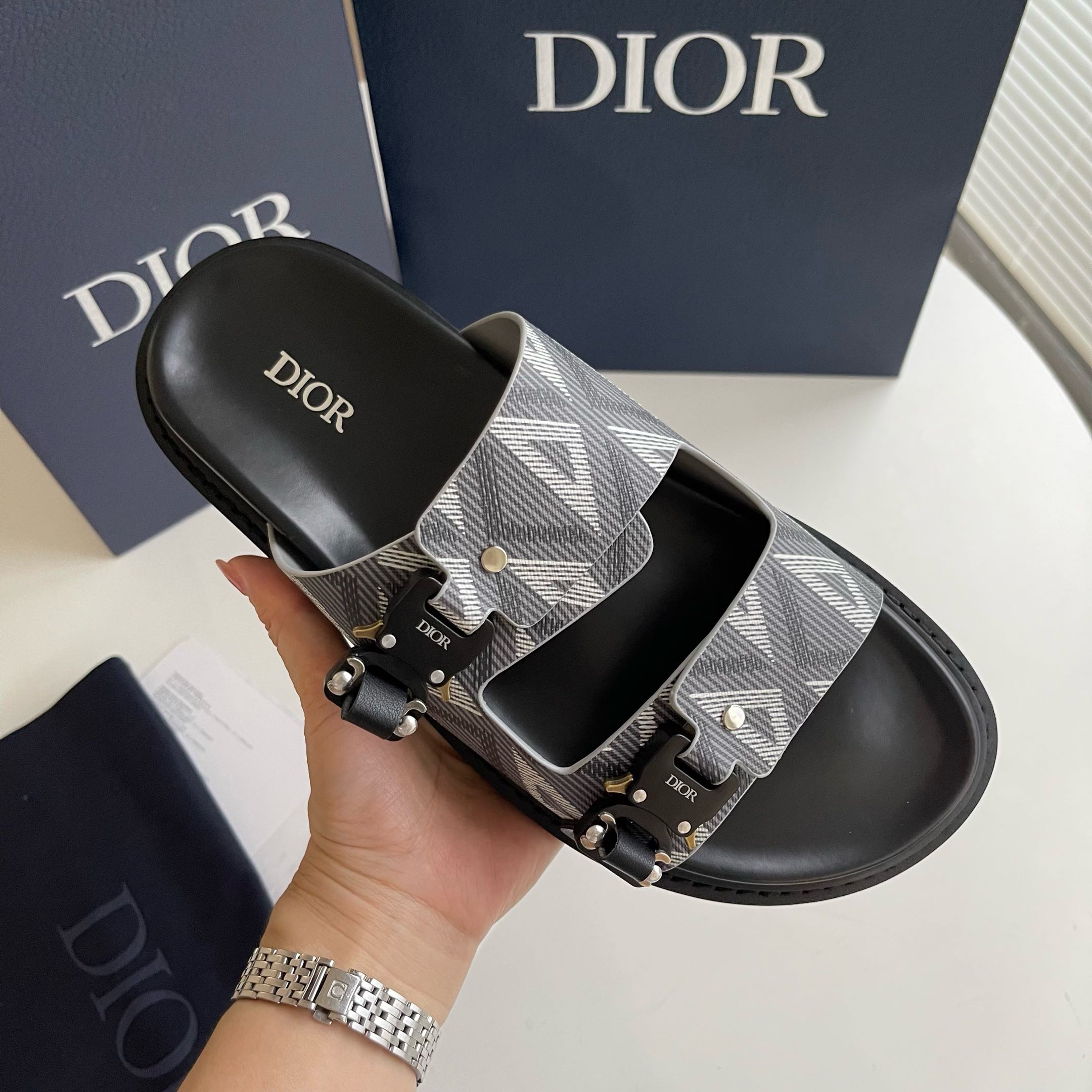 CHRISTIAN DIOR AQUA DIAMOND SANDALS LIGHT GREY CHRISTIAN DIOR AQUA DIAMOND SANDALS LIGHT GREY