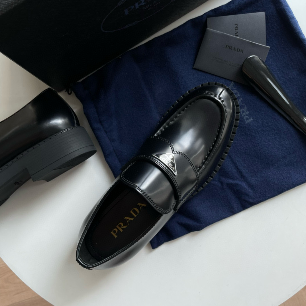 Prada Chocolate Brushed Leather Loafers Prada Chocolate Brushed Leather Loafers