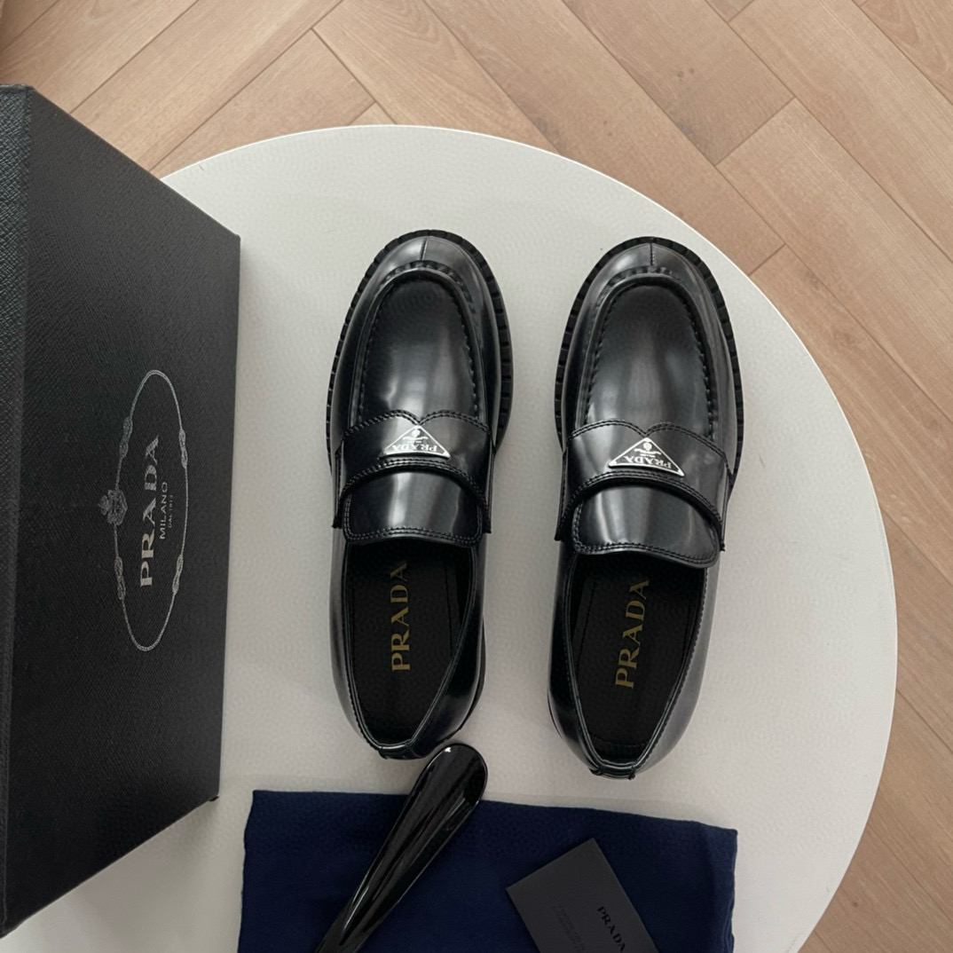 Prada Chocolate Brushed Leather Loafers Prada Chocolate Brushed Leather Loafers