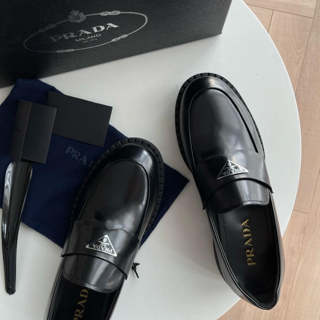 Prada Chocolate Brushed Leather Loafers Prada Chocolate Brushed Leather Loafers