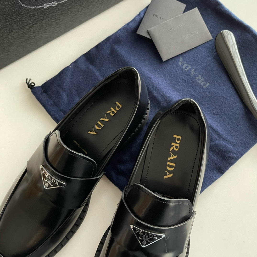 Prada Chocolate Brushed Leather Loafers Prada Chocolate Brushed Leather Loafers