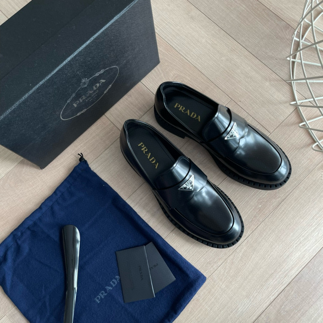 Prada Chocolate Brushed Leather Loafers