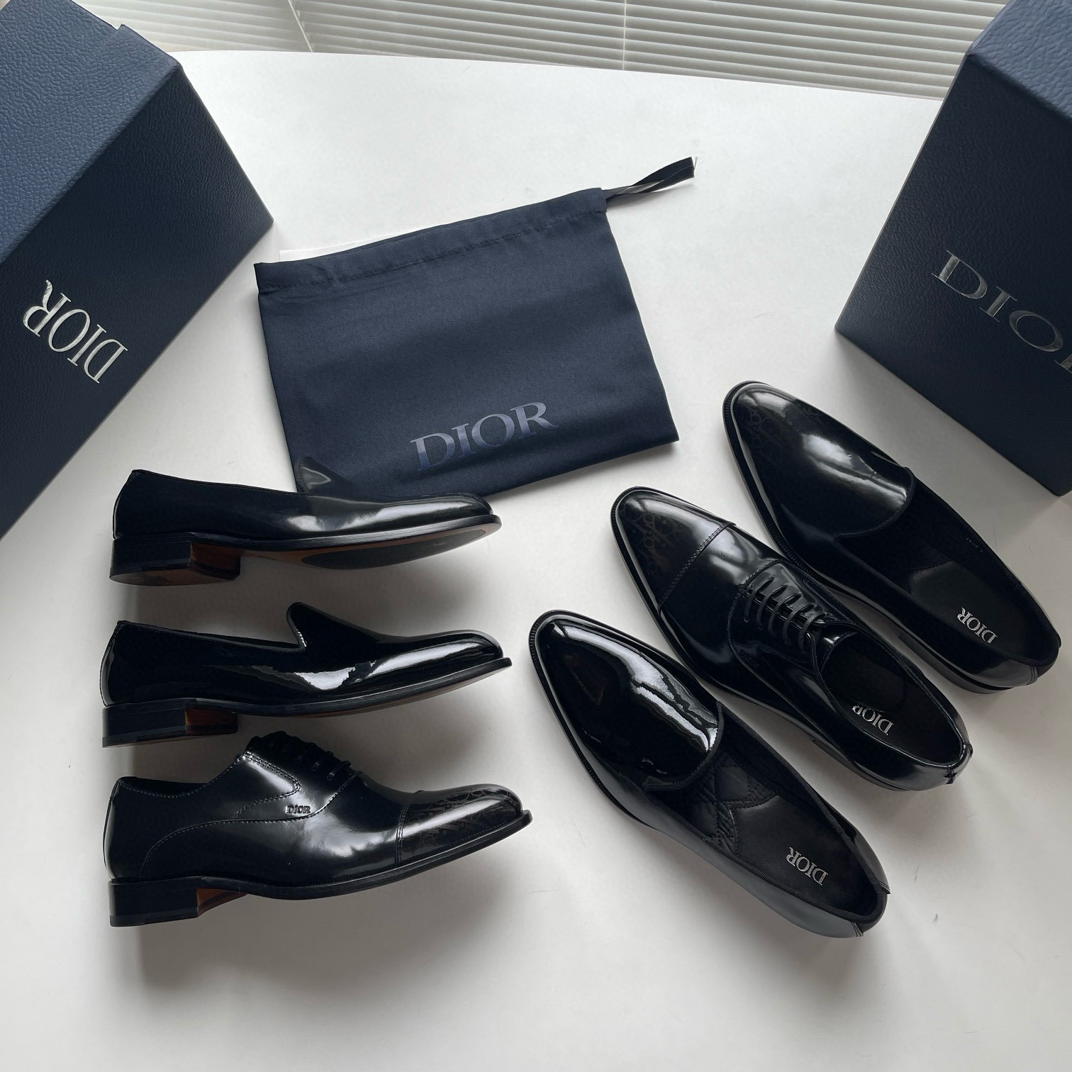 CHRISTIAN DIOR TIMELESS OBLIQUE PATENT LEATHER DERBY SHOES 