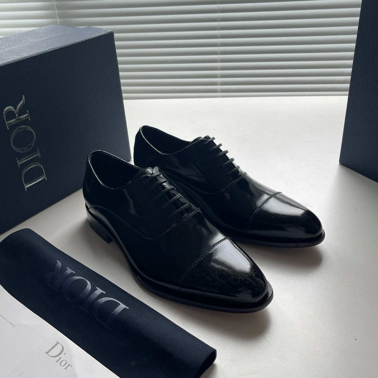CHRISTIAN DIOR TIMELESS OBLIQUE PATENT LEATHER DERBY SHOES