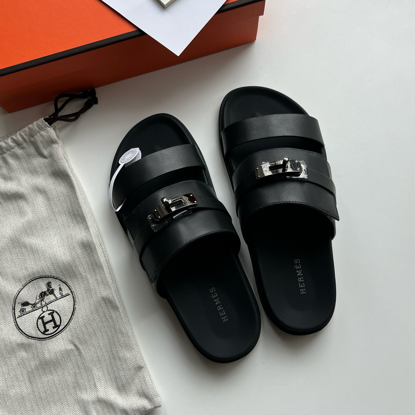 HERMÈS JACKSON  KELLY LOCK SANDALS BLACK