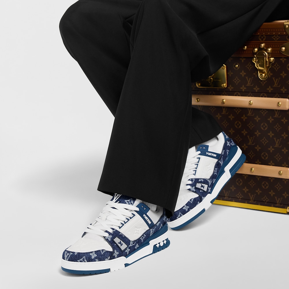 LOUIS VUITTON LV Trainer Sneaker blue jeans LOUIS VUITTON LV Trainer Sneaker blue jeans