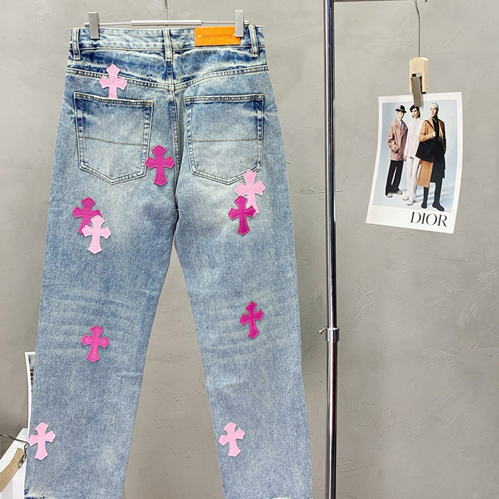 CHROME HEARTS PINK LOGO JEANS