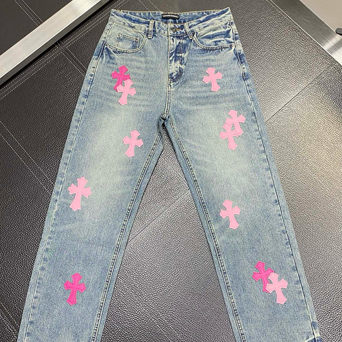 CHROME HEARTS PINK LOGO JEANS CHROME HEARTS PINK LOGO JEANS